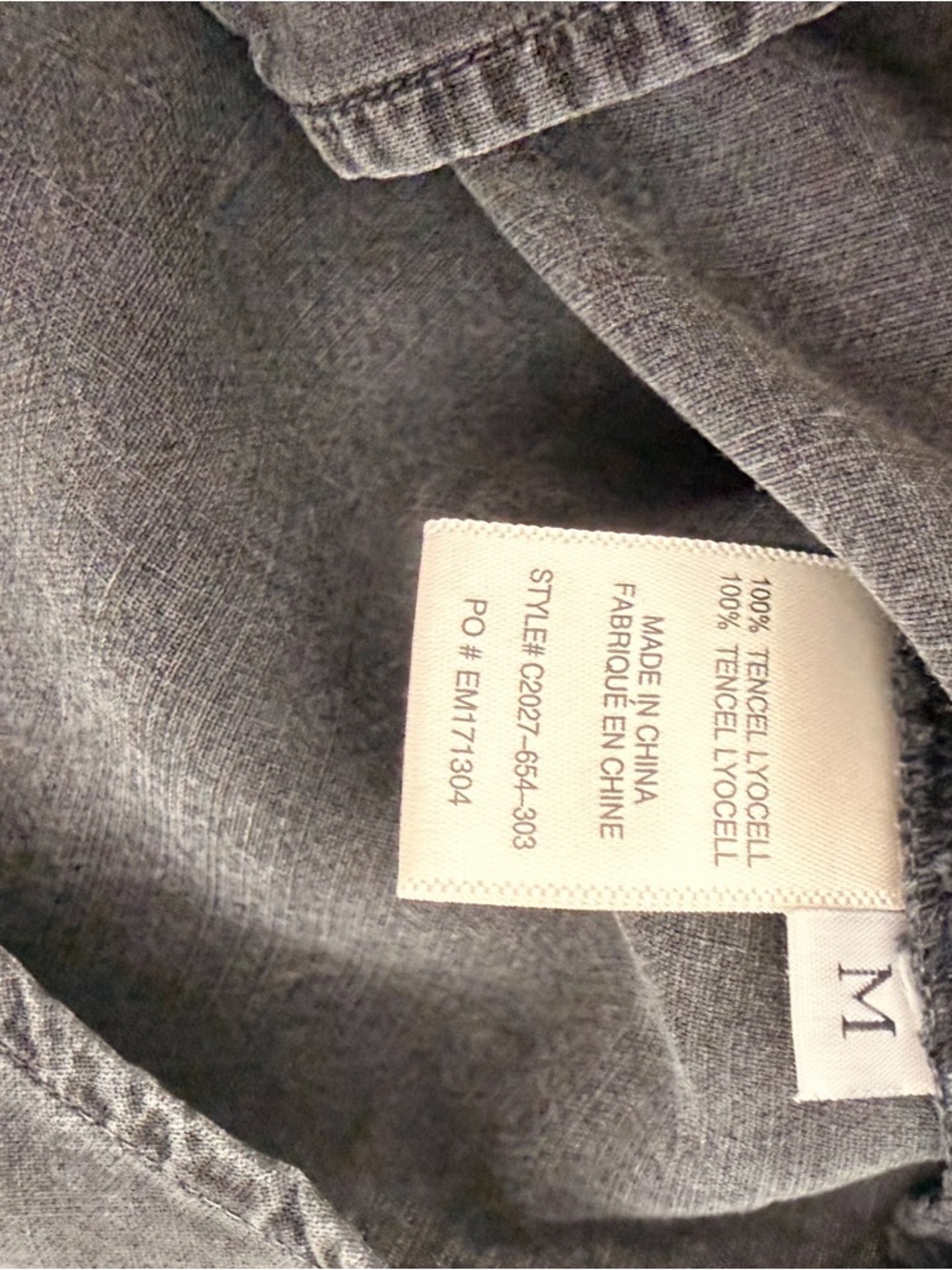 Cloth & Stone Washed Black Tencel Lyocell Button Down Shirt - Size M - Picture 4 of 8